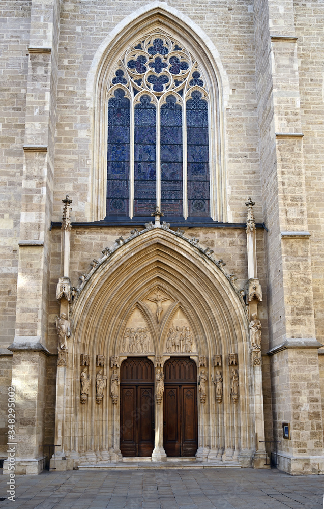 Fototapeta premium Minoriten Church door and window entrance detail in Vienna Austria