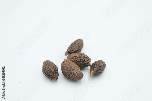 Kembang semangkuk or Sterculia lychnophora or Scaphium affine shot on a white isolated background.