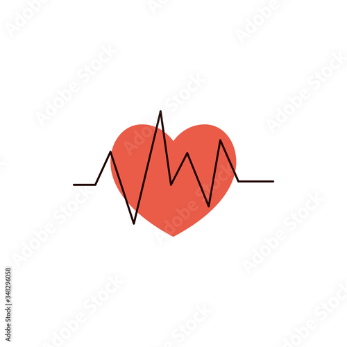 Heart shape with beat pulse cardiogram line icon vector illustration isolated.