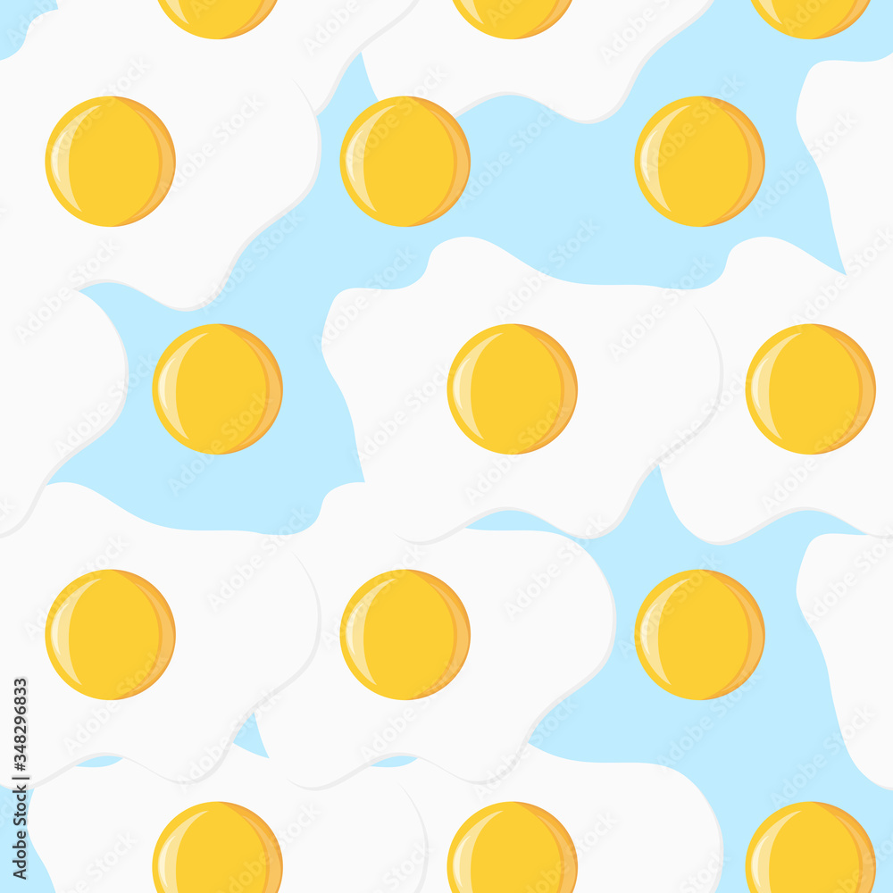 Scrambled eggs. Broken eggs seamless pattern. Breakfast vector background Scrambled eggs. Broken eggs seamless pattern. Breakfast vector background