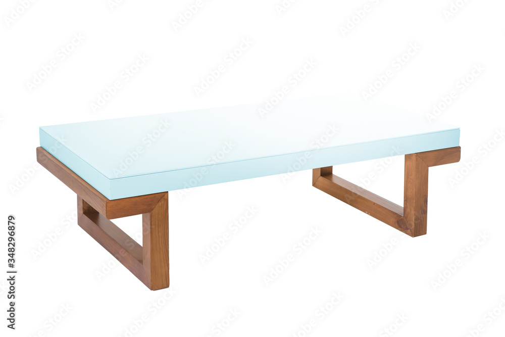 Cyan wooden modern Table on white background. Cyan wooden modern Table on white background.