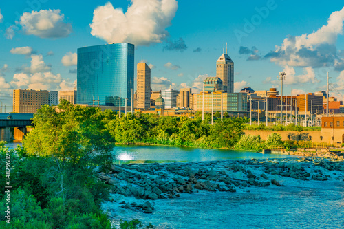Принти на полотні The White River flows along side of  Indianapolis, Indiana