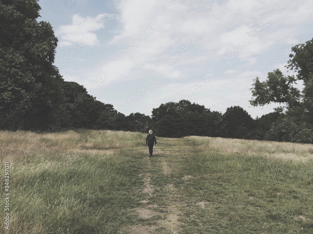 Fototapeta premium woman walking in the field