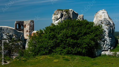 Ruins of the castle in Olsztyn. Free space for an inscription