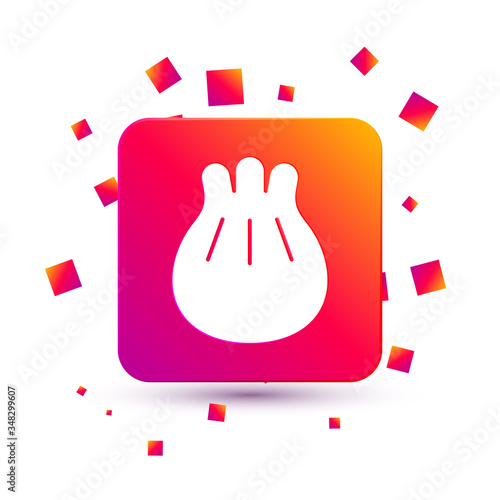 White Khinkali on cutting board icon isolated on white background. Traditional georgian dumpling. Square color button. Vector