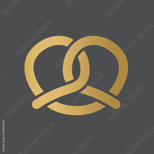 golden pretzel icon- vector illustration