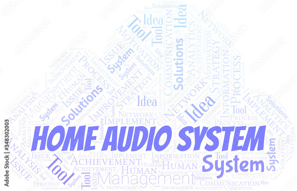Obraz premium Home Audio System typography vector word cloud.