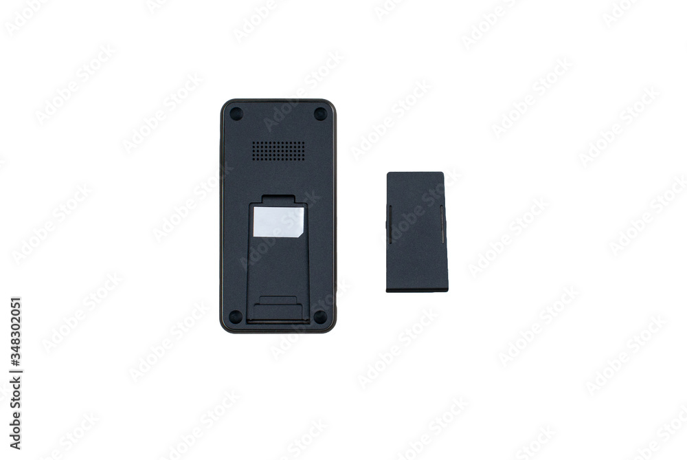 Black modern wireless charger stand pad for cellphone isolated on white bakcground. Black modern wireless charger stand pad for cellphone isolated on white bakcground.