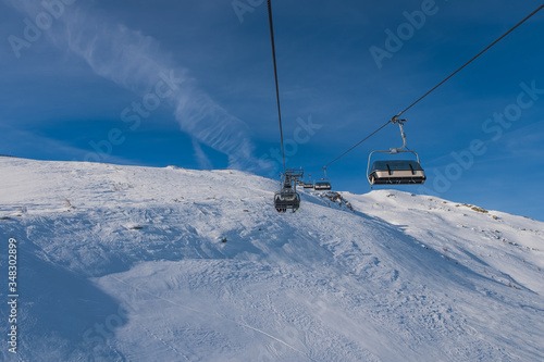 Ski slope in winter at Grosseck-Speiereck resort, Mauterndorf and S.Martin area, Austria. January 2020