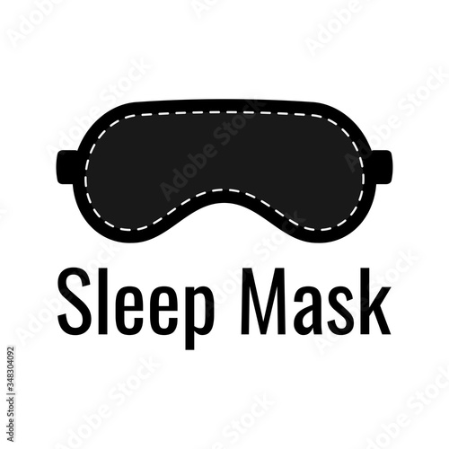 Black eye sleep mask logo isolated on white background.
