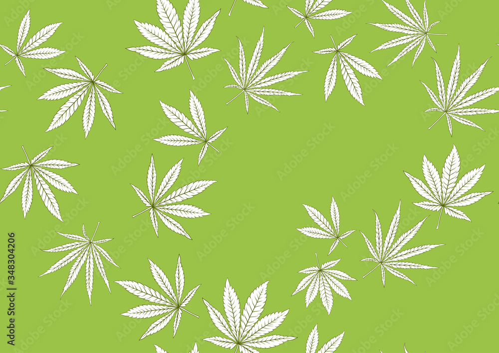 Cannabis leaves seamless pattern, background. Vector illustration in green colors. Cannabis leaves seamless pattern, background. Vector illustration in green colors.
