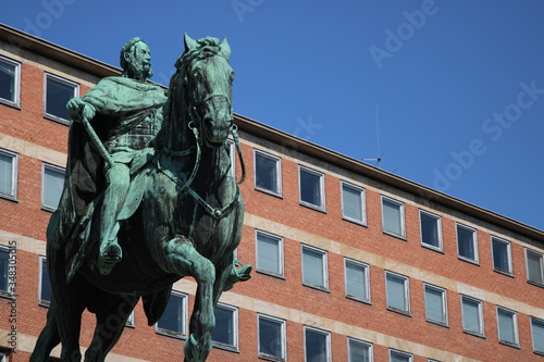 Nuremberg, Bavaria / Germany - April 12, 2020. The 
Kaiser-Wilhelm-I.-Monument near Sankt Egidien church. photo