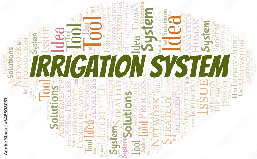 Fototapeta premium Irrigation System typography vector word cloud.