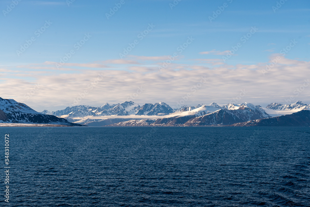 Arctic landscape with beautiful lighting in Svalbard