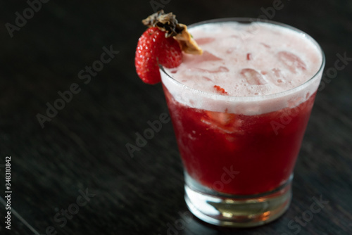 Strawberry cocktail with ice