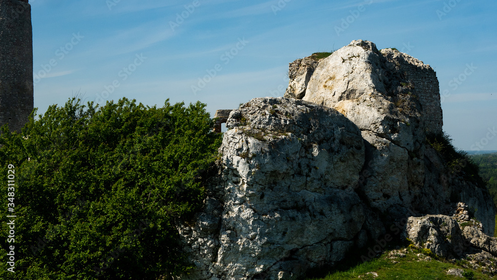 Ruins of the castle in Olsztyn. Free space for an inscription Ruins of the castle in Olsztyn. Free space for an inscription