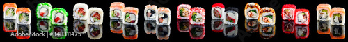 Set with different delicious sushi maki collection