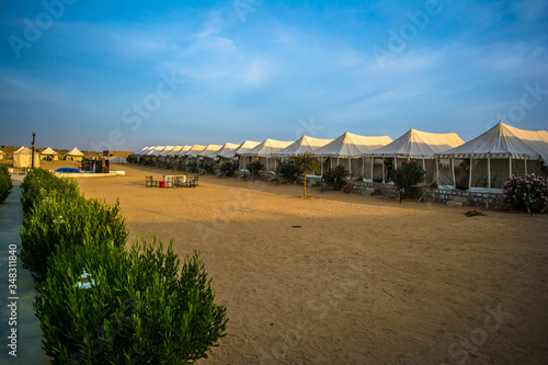 Fototapeta Naklejka Na Ścianę i Meble -  desert camping at the Sam Sand Dunes are on the outskirts of Jaisalmer rajasthan

