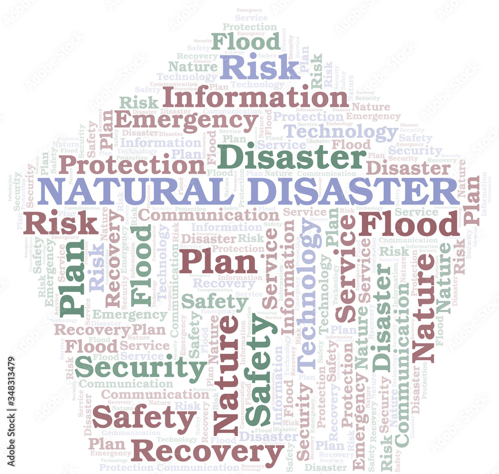 Natural Disaster typography vector word cloud. Natural Disaster typography vector word cloud.