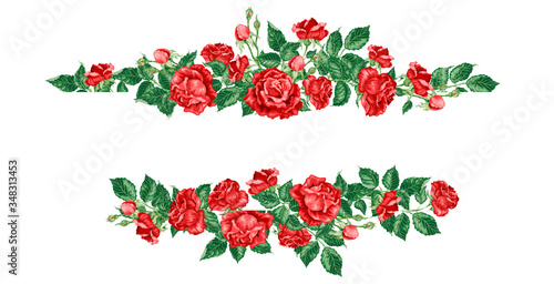 Vector frame headline illustration with roses decor