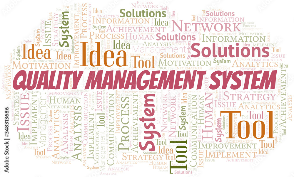 Fototapeta premium Quality Management System typography vector word cloud.