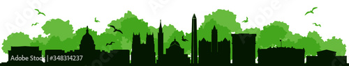 WASHINGTON D.C. Columbia City Skyline Silhouette Cityscape Vector
