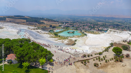 aerial view of the cotton castle ( Pamukkale )