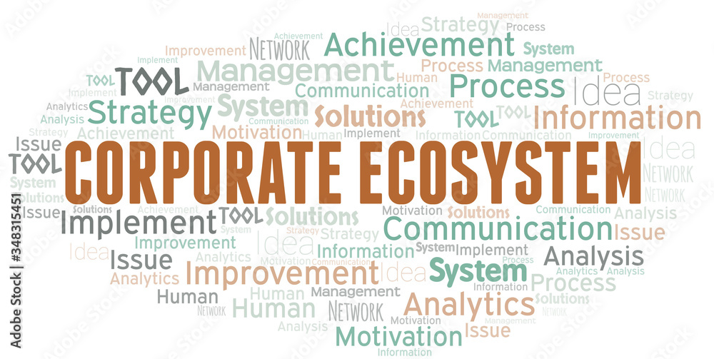 Fototapeta premium Corporate Ecosystem typography vector word cloud.