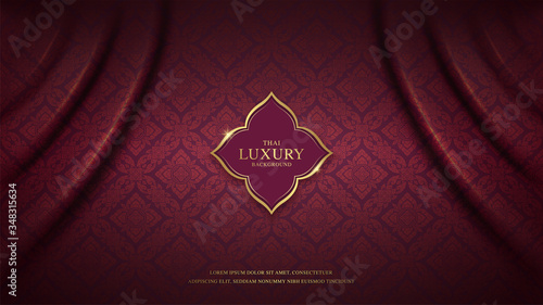 Thai art luxury banner, background pattern decoration for printing, flyers, poster, web, banner, brochure and card concept vector illustration