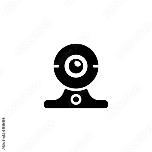 Digital Webcam icon in black flat design on white background, linear style sign for mobile concept and web design, webcam video call outline vector icon, Symbol, logo illustration