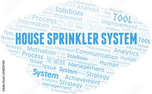 House Sprinkler System typography vector word cloud.