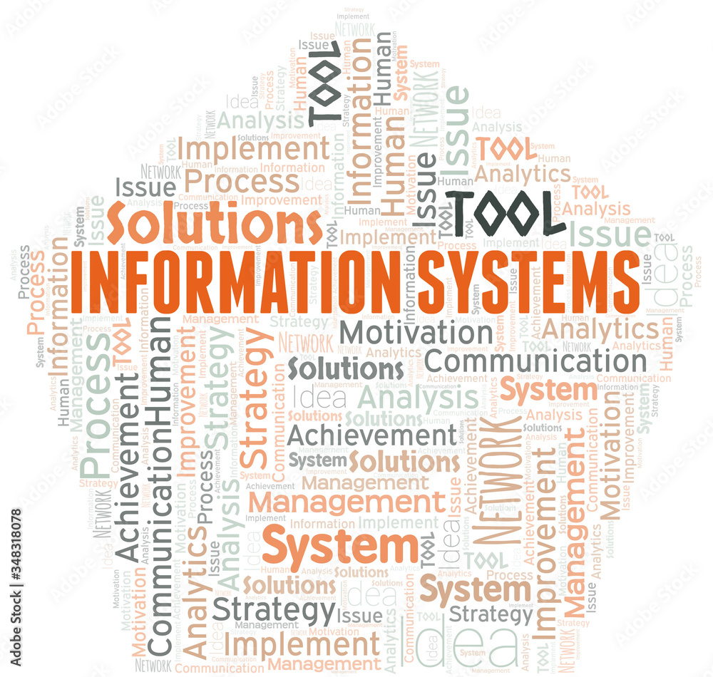Information Systems typography vector word cloud. Information Systems typography vector word cloud.