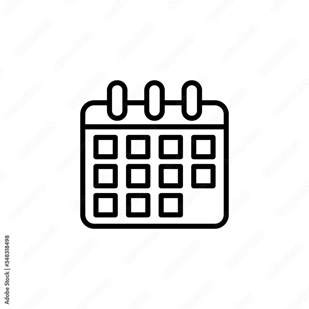 Flat calendar icon template in line art style on white background, Calender on the wall symbol vector sign isolated on white background illustration for graphic and web design Flat calendar icon template in line art style on white background, Calender on the wall symbol vector sign isolated on white background illustration for graphic and web design
