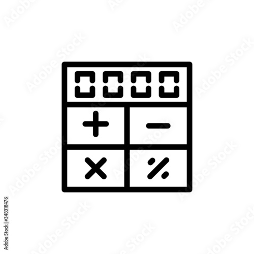 Calculator icon template in line art style on white background, Calculator symbol vector sign isolated on white background illustration for graphic and web design