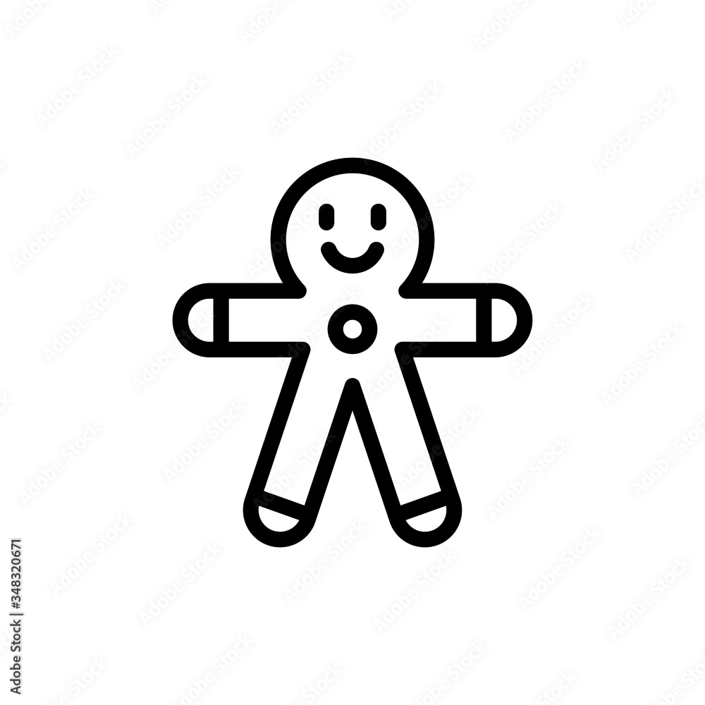 Christmas gingerbread boy icon isolated in line art style, on white background, Vector illustration Eps 10 Christmas gingerbread boy icon isolated in line art style, on white background, Vector illustration Eps 10