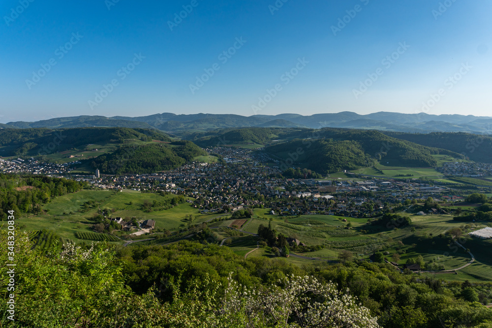 Fototapeta premium view from Sissacher Fluh during sunset in Baselland, Switzerland