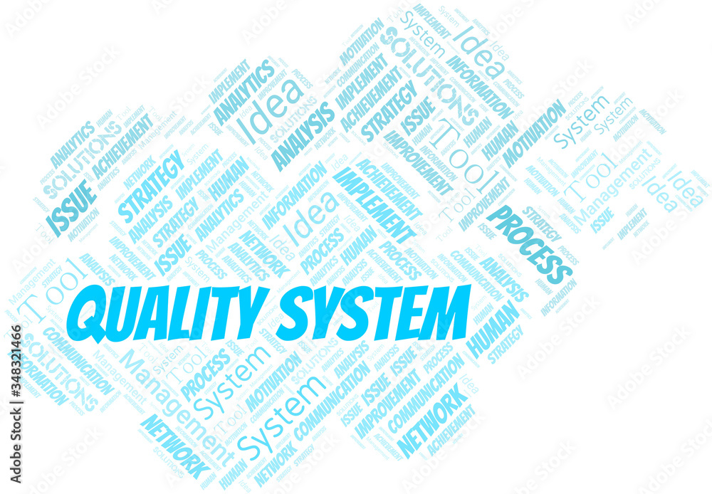Obraz premium Quality System typography vector word cloud.