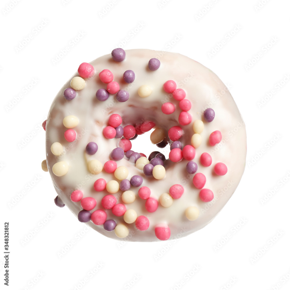 Sweet delicious glazed donut on white background Sweet delicious glazed donut on white background