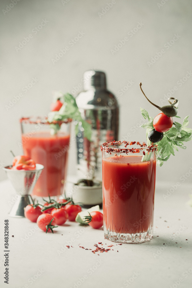 Bloody Mary cocktail. Alcoholic drink with vodka in a glass Bloody Mary cocktail. Alcoholic drink with vodka in a glass