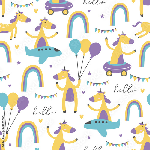 Unicorn seamless pattern wi...