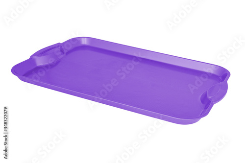 Color plastic Tray salver isoleted on white photo