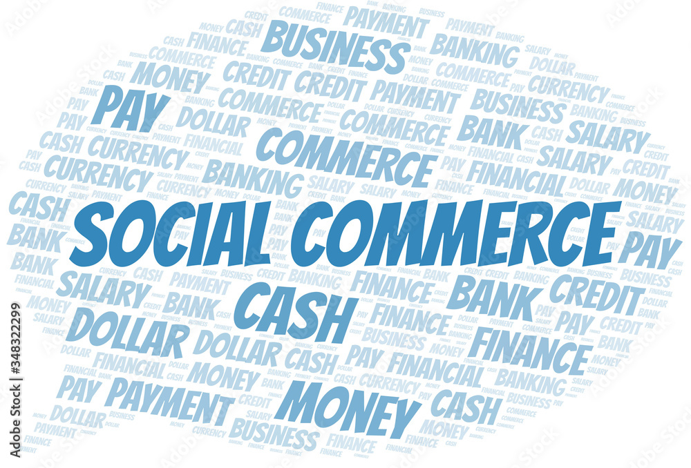 Social Commerce typography vector word cloud. Social Commerce typography vector word cloud.