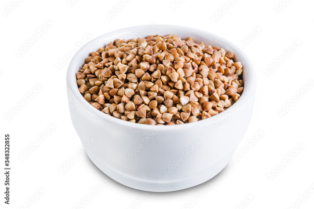 Dried Buckwheat porridge on a white isolated background Dried Buckwheat porridge on a white isolated background