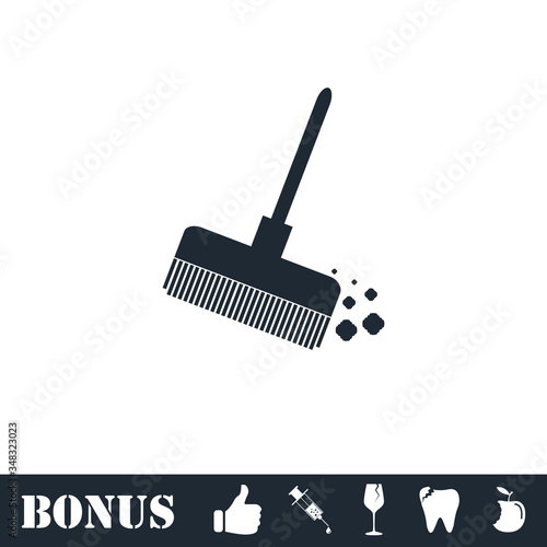 Mop bucket icon flat