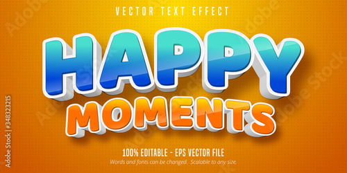 Happy moments text, 3d editable text effect