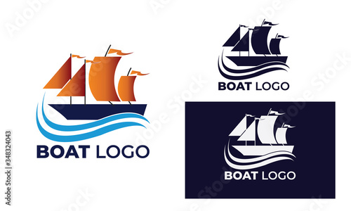 boat logo with style modern , can also be used yacht logo ,sailboat logo , beneteau , fishing boat, surfing  photo