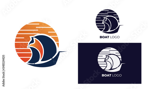 boat logo with style modern , can also be used yacht logo ,sailboat logo , beneteau , fishing boat, surfing  photo