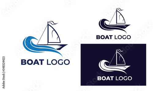 boat logo with style modern , can also be used yacht logo ,sailboat logo , beneteau , fishing boat, surfing  photo