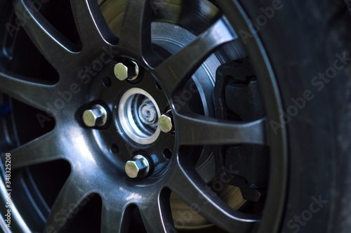 dark gray titanium car wheel