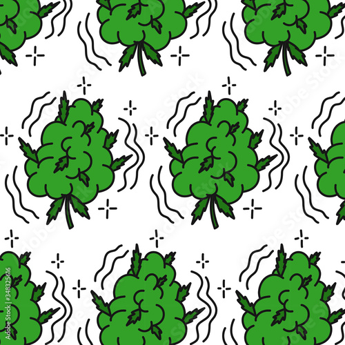 marijuana bud seamless doodle pattern, vector illustration